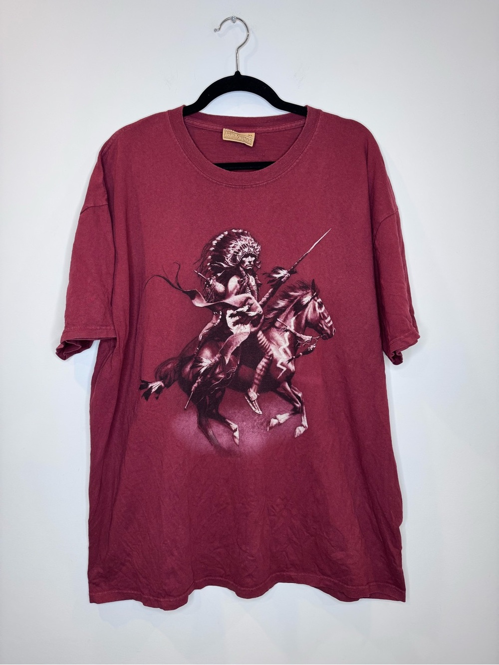 The Mountain Native American Chief T-Shirt Men's XL burgundy